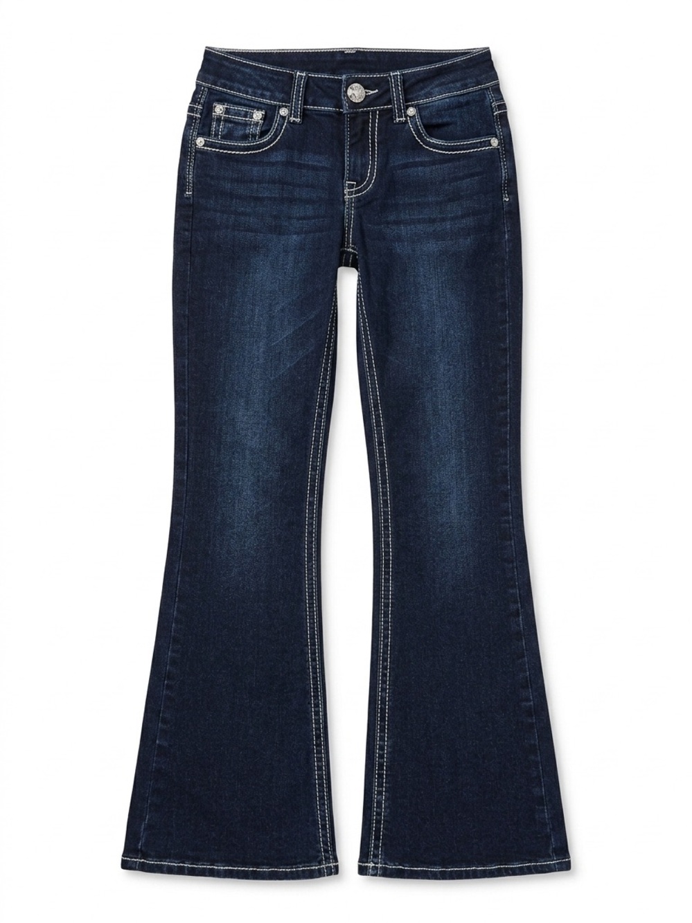 Cedar Rose Girls Size 12 Cross Embellished Dark Wash Flare Jeans - Like Ne